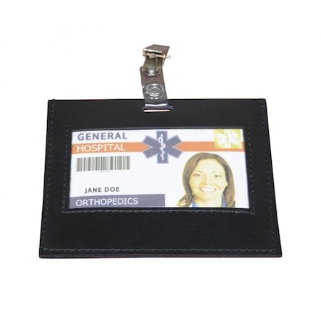 Dacasso Dacasso A1039 Leather ID Badge Holder; Black A1039